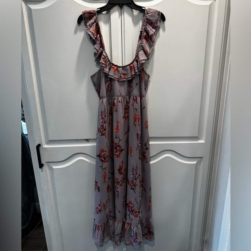 Chelsea28 Lavender Maxi Dress with Red Floral Print
